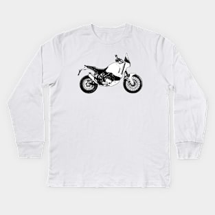 DesertX Bike Side View Black and White Kids Long Sleeve T-Shirt